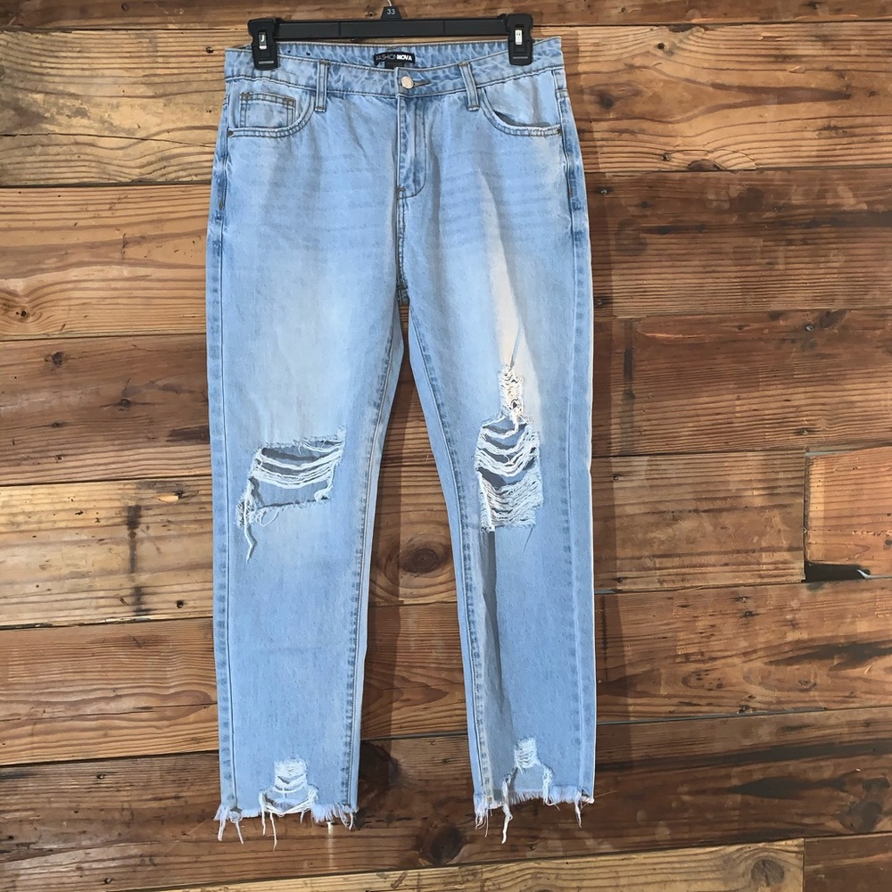 Fashion nova high waisted holy jeans size L